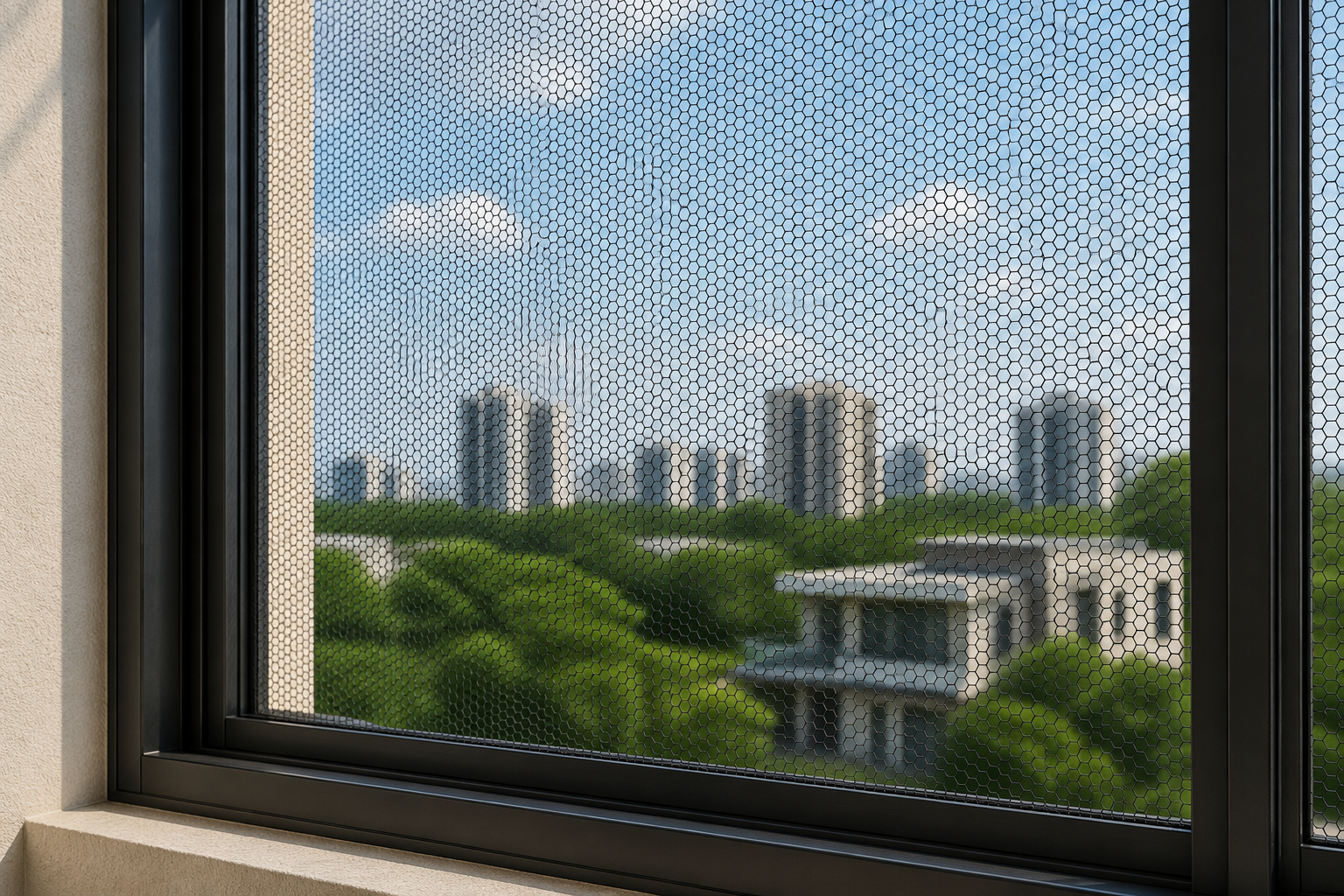 Pleated Mosquito Mesh installed on a window